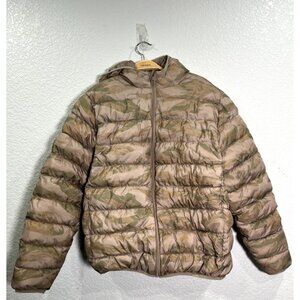 Lockr Puffer Coat Mens L Brown Camo Insulated Winter Snow Outdoor Ski Streetwear